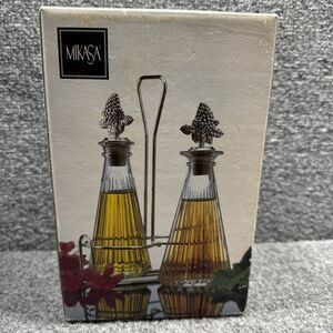 Vintage Mikasa Diamond Fire Crystal Oil & Vinegar Cruet Set With‎ Stand